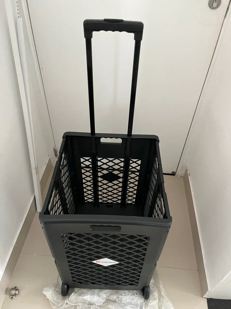Carrinho de feira compras dobrável com 4 rodinhas 25kg 60l - Foto 3