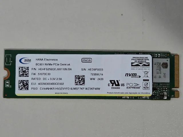 SSD NVMe PCIe 4 - 256GB