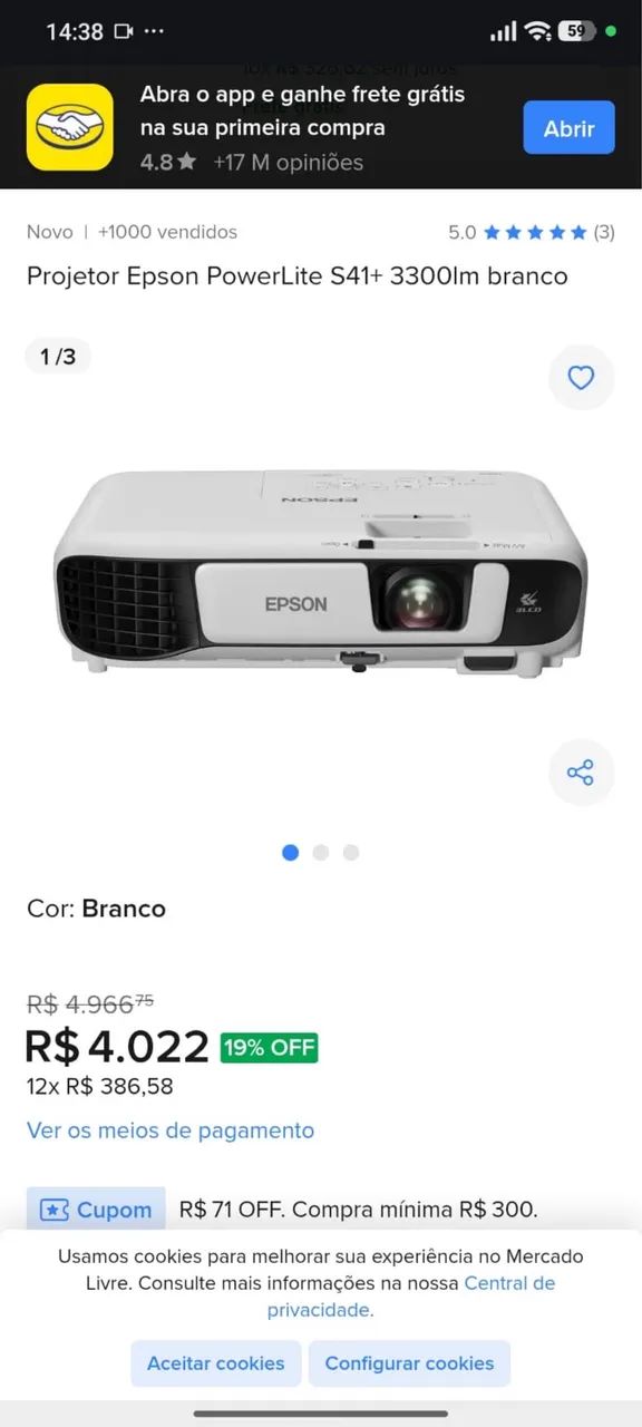 Projetor Epson Prolite x41+ - Foto 5