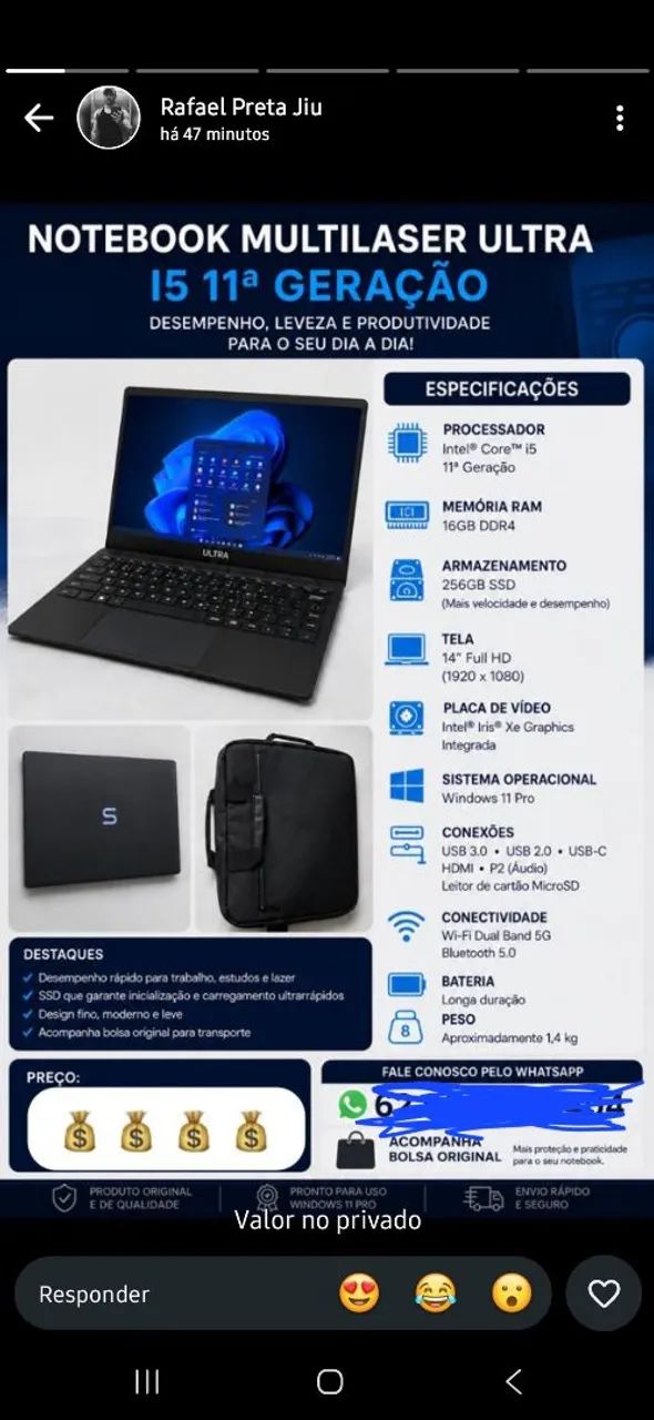 Notebook Ultra Multi 16ram, 256gb/ssd I5 