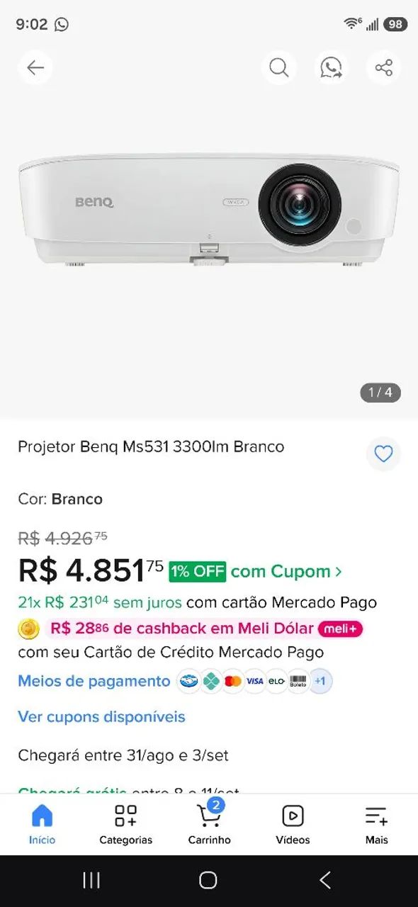 Projetor benq Ms531.   - Foto 4