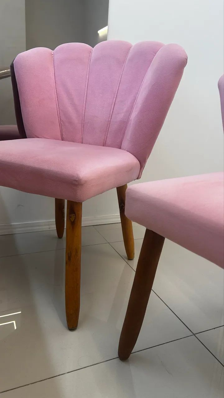 Kit com 2 Poltronas Decorativas - Estilo Concha Rosa - Foto 2