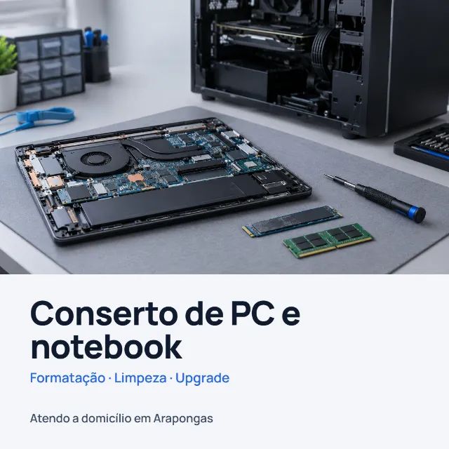Formatação, limpeza e upgrade de PC e notebook - Arapongas