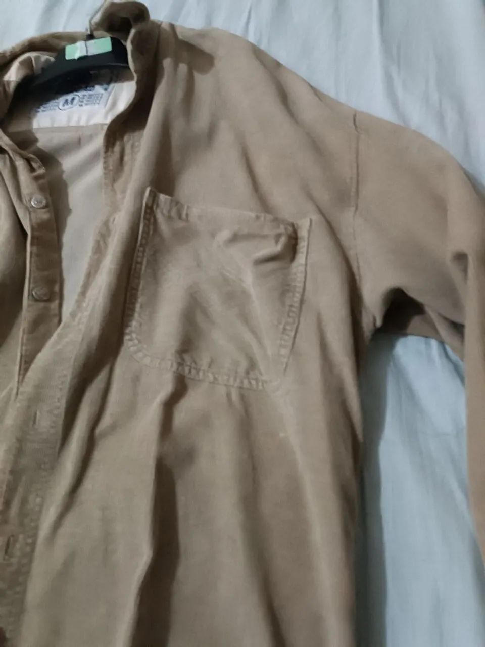 Camisa veludo cotele vintage bege - Foto 2