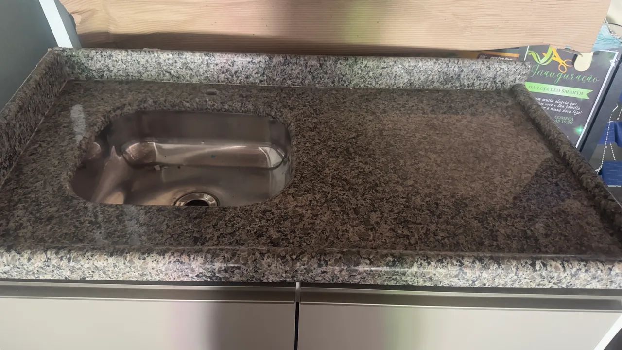 Balcão de pia com cuba de inox e mármore - Foto 4