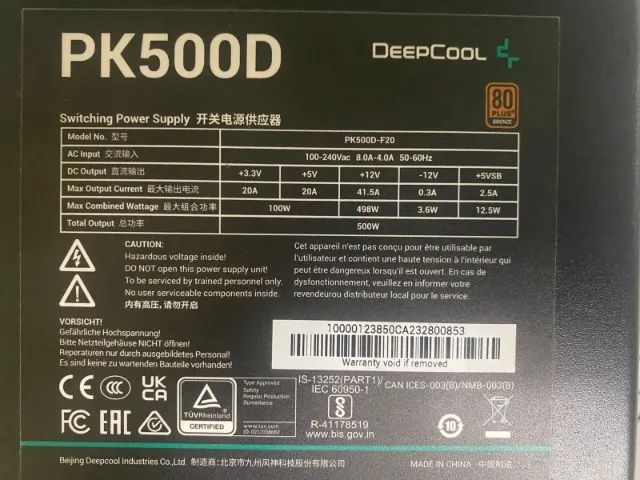 Fonte de 500W Deepcool PK500D 80 plus Bronze (com caixa e cabo de força original) - Foto 4
