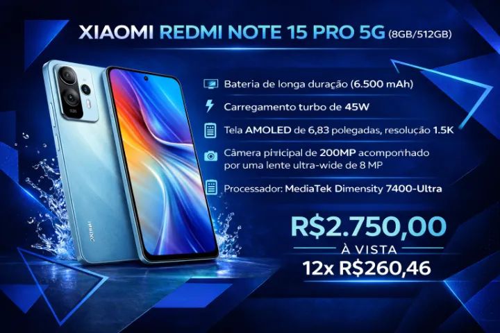 Xiaomi Redmi Note 15 Pro 5G (8GB RAM / 512GB) - Celulares e