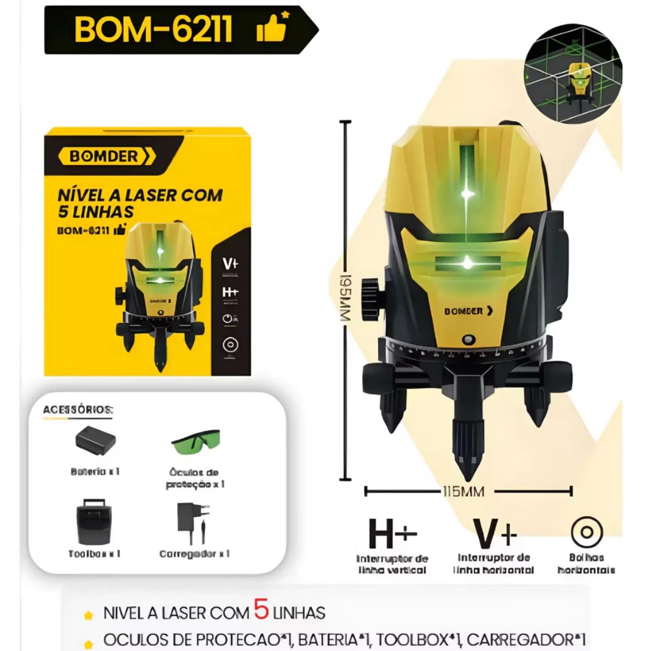 Nível a Laser 5 Linhas (entrega gratis)
