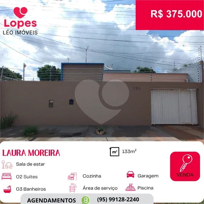 Casa com 2 quartos à venda em Laura moreira - RR