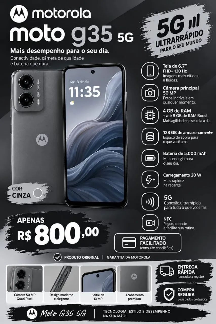Moto g35 256gb c/ NFC 