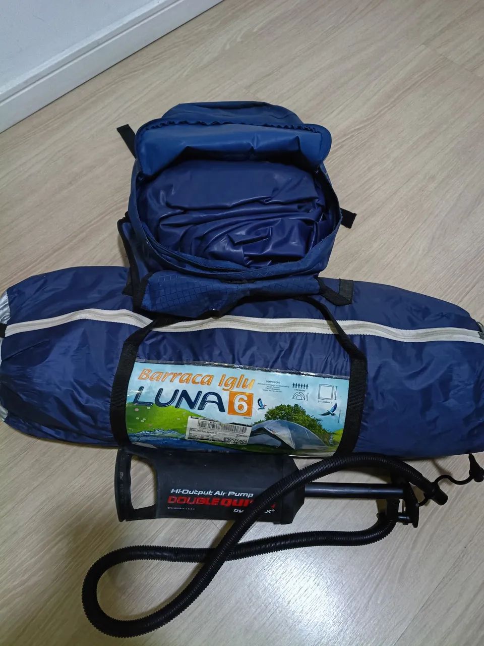 Barraca camping 6 lugares completa com colchão e bomba 