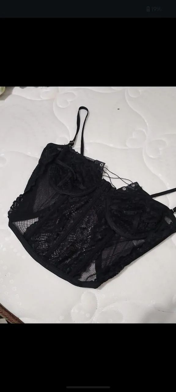 Corset preto de renda