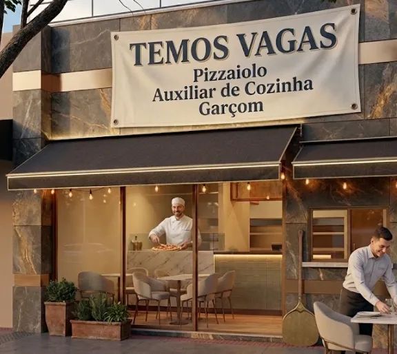 Vaga de Pizzaiolo, Auxiliar e Garçom