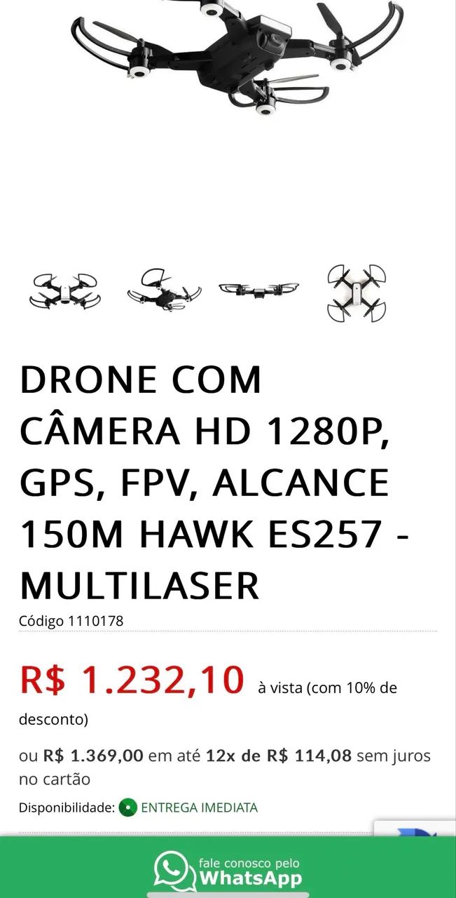 Drone Hawk GPS com Câmera HD e Gimbal - Novo Lacrado - Foto 2