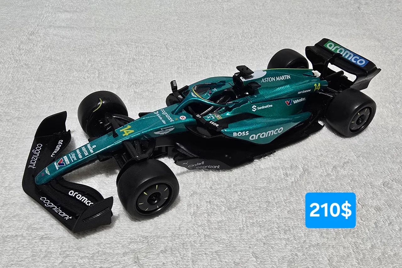Carrinho miniatura da F1 Aston Martin Fernando Alonso 