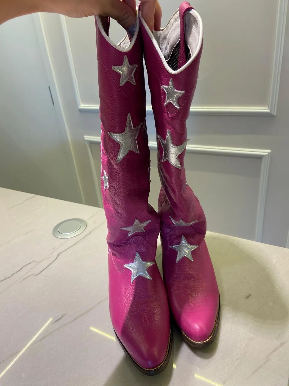 Bota rosa couro legítimo número 36  - Foto 3