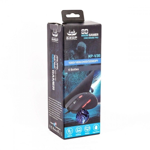 Kit Mouse Gamer 3200 Dpi Com Mousepad Personalizado Kp-v36 - Foto 2