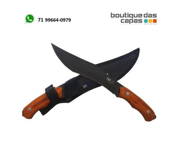 Faca cozinha Caça Pesca Churrasco Luxo Fulltang Inox 38cm Luatek SLK-A99