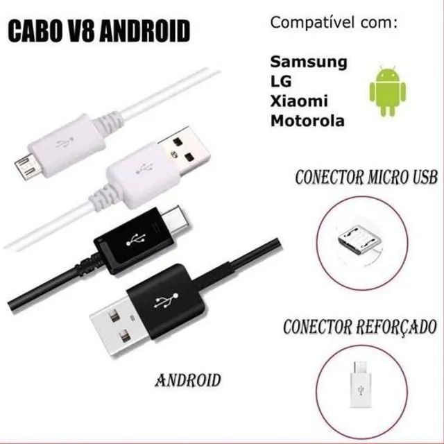 Cabo Carregador V8 Micro USB Para Celular - Foto 2