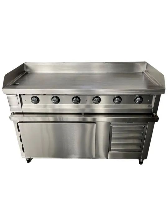 Chapa profissional em aço inox para hamburgueria.