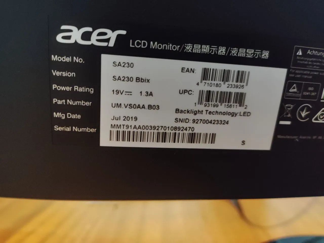 Monitor Gamer Acer 22polegadas 90 Hz - Foto 2