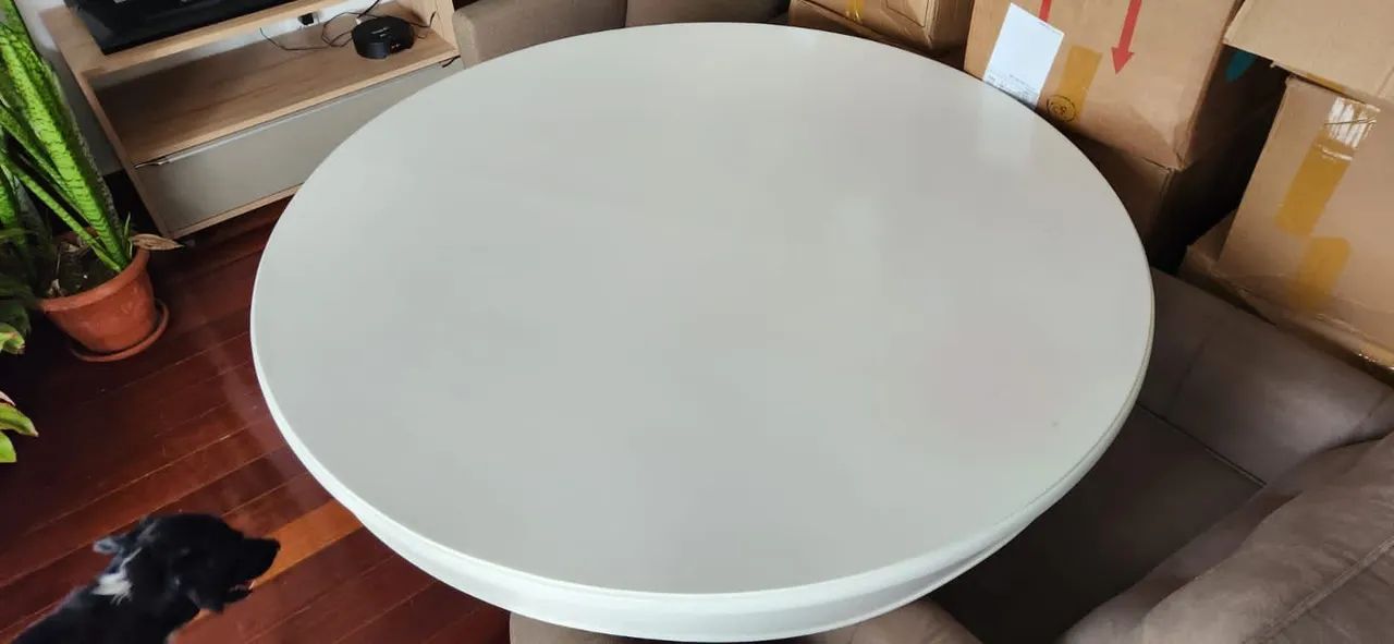 Mesa de madeira laqueada branca  - Foto 4