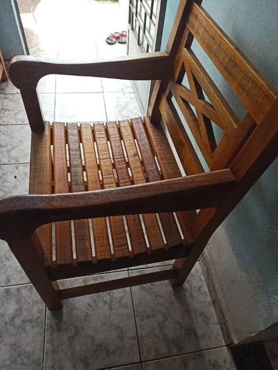 Conjunto de banco de madeira de demolição  - Foto 6