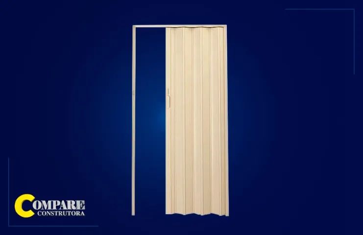 Porta Sanfonada PVC 60cm Bege Plasflez