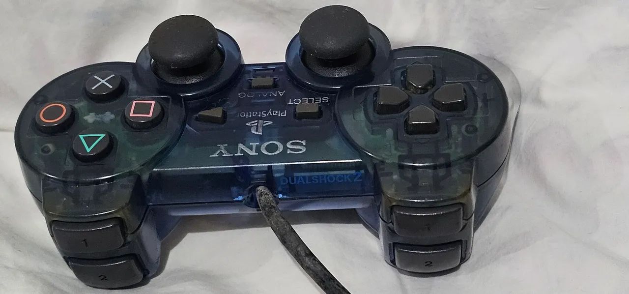 CONTROLE SONY TRANSLÚCIDO ORIGINAL PS2 IMPECÁVEL PARA COLECIONADORES - Foto 3