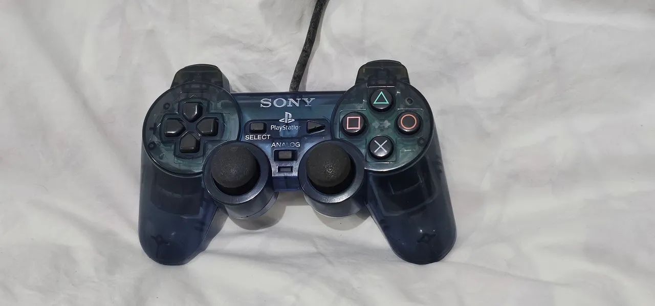 CONTROLE SONY TRANSLÚCIDO ORIGINAL PS2 IMPECÁVEL PARA COLECIONADORES