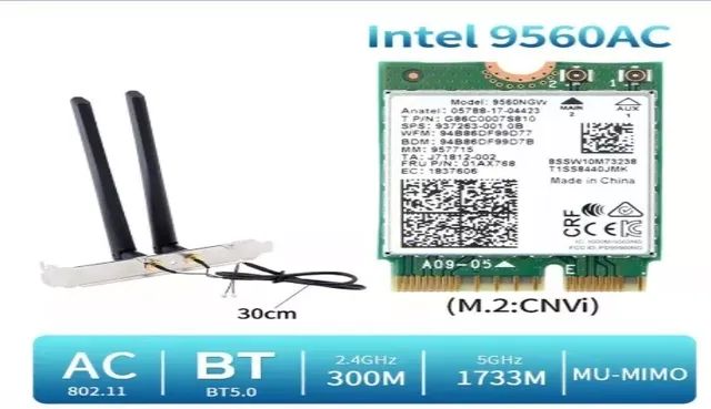 Placa Wi-fi Intel Ac *mbp Blue 5.0 802.11ac M.2 Cnvi