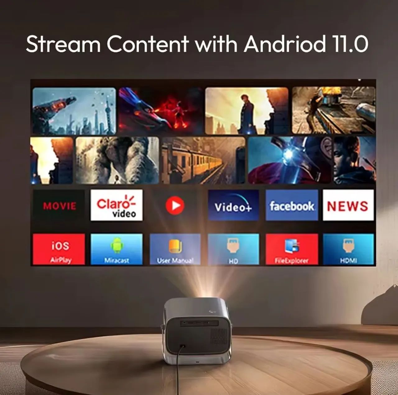 Projetor A12 Vevshao mini Portátil Android 11 - Foto 4