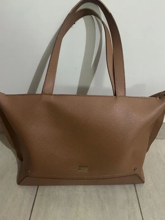 Bolsa Arezzo Giorno Marrom/Bege Grande - Foto 5