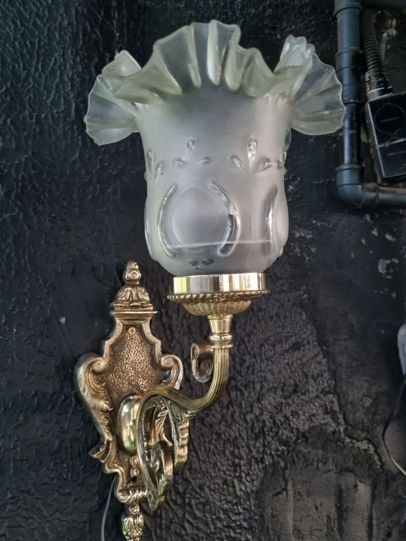 Arandela  Parede Bronze  Vidro lapidado