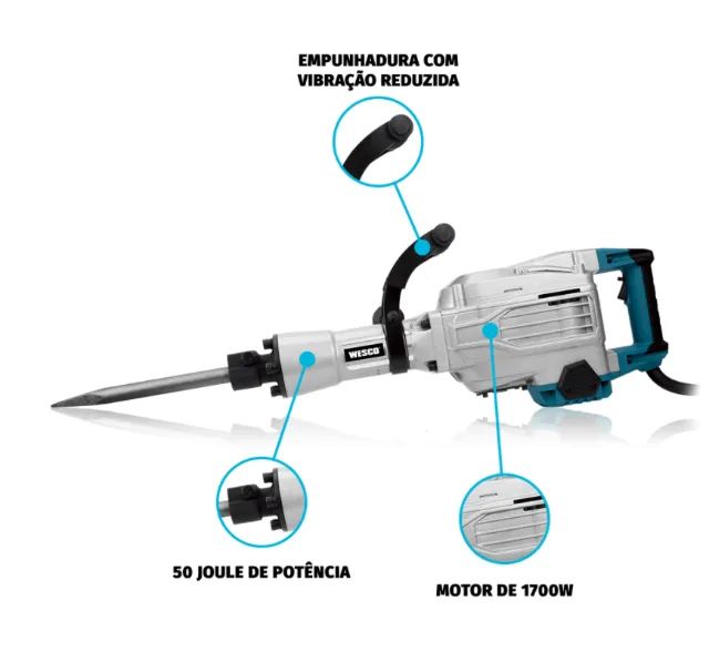 Martelete Rompedor Demolidor eletrico - 1700W WS3204K 220V - Foto 5