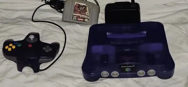 NINTENDO 64 EDIÇÃO SABORES COR UVA CONTROLE UVA FONTE ORIGINAL CABOS DE BRINDE 1FITA