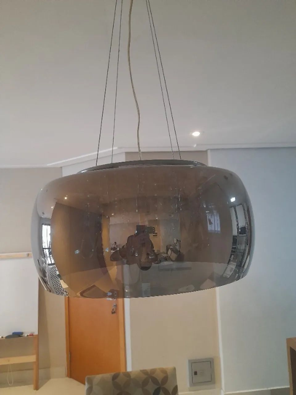 Lumiária Pendente Vidro Metal Cristal 40 cm - Foto 3