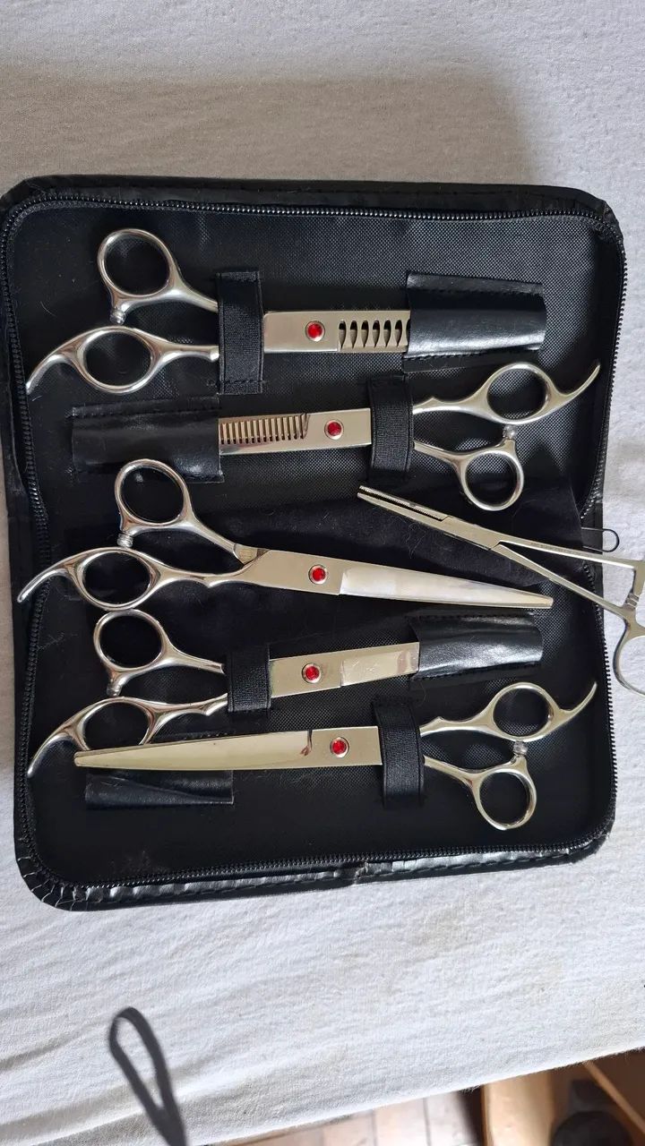 Kit de tesouras petshop para tosa aço 440c - Foto 3