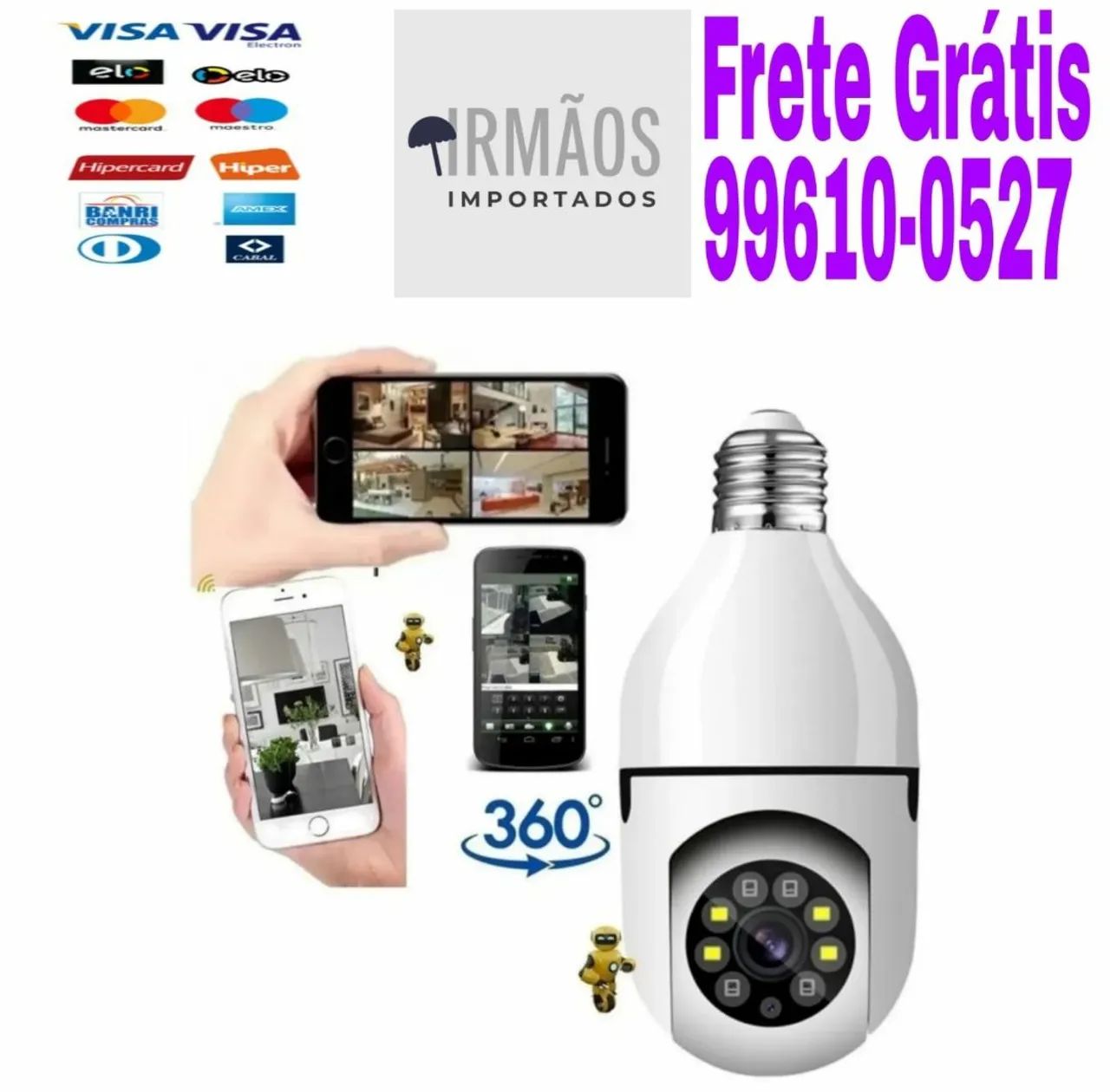 Câmera Wifi Lâmpada Giratória