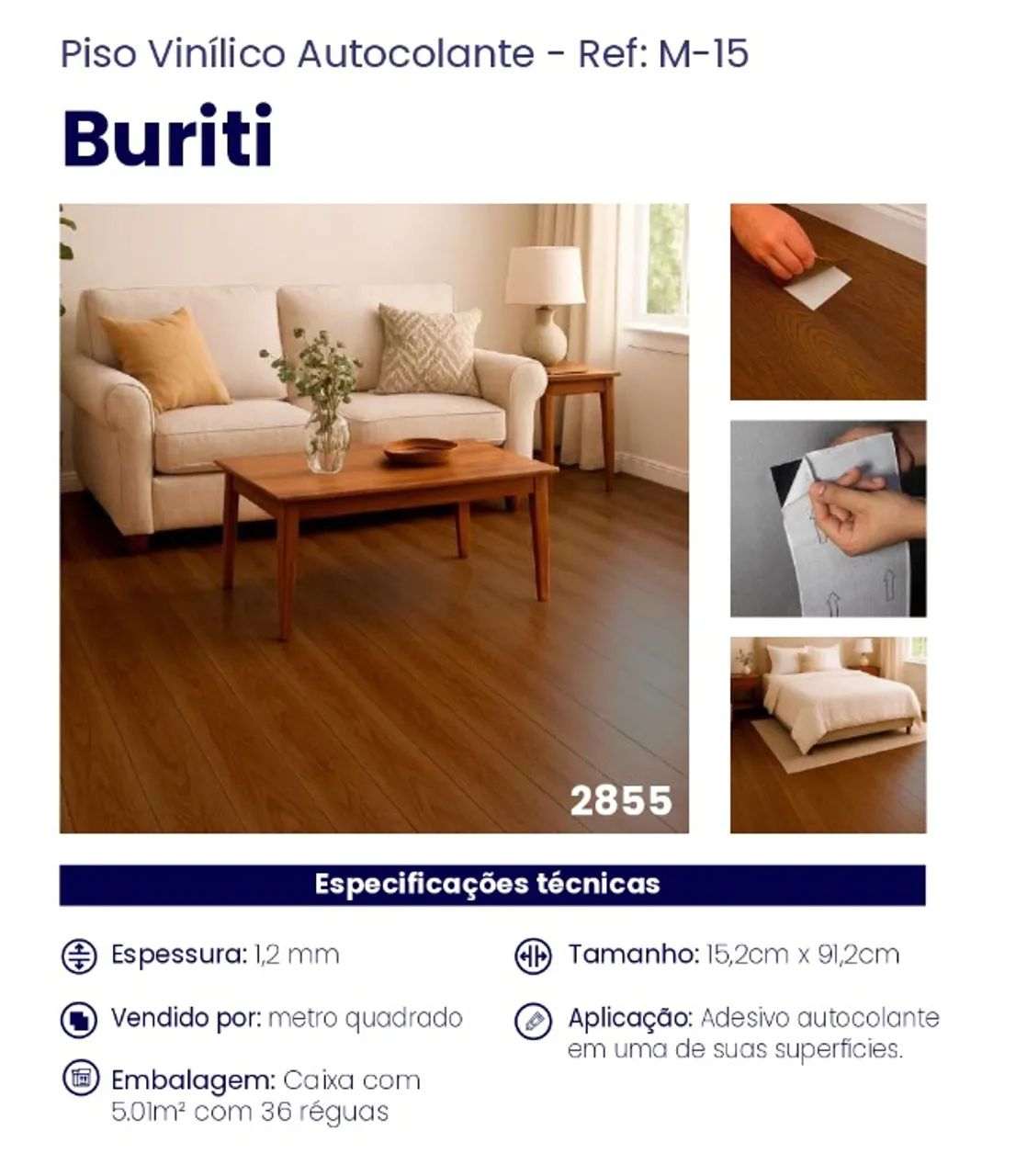 Piso Vinílico Autocolante - várias estampas - Foto 3