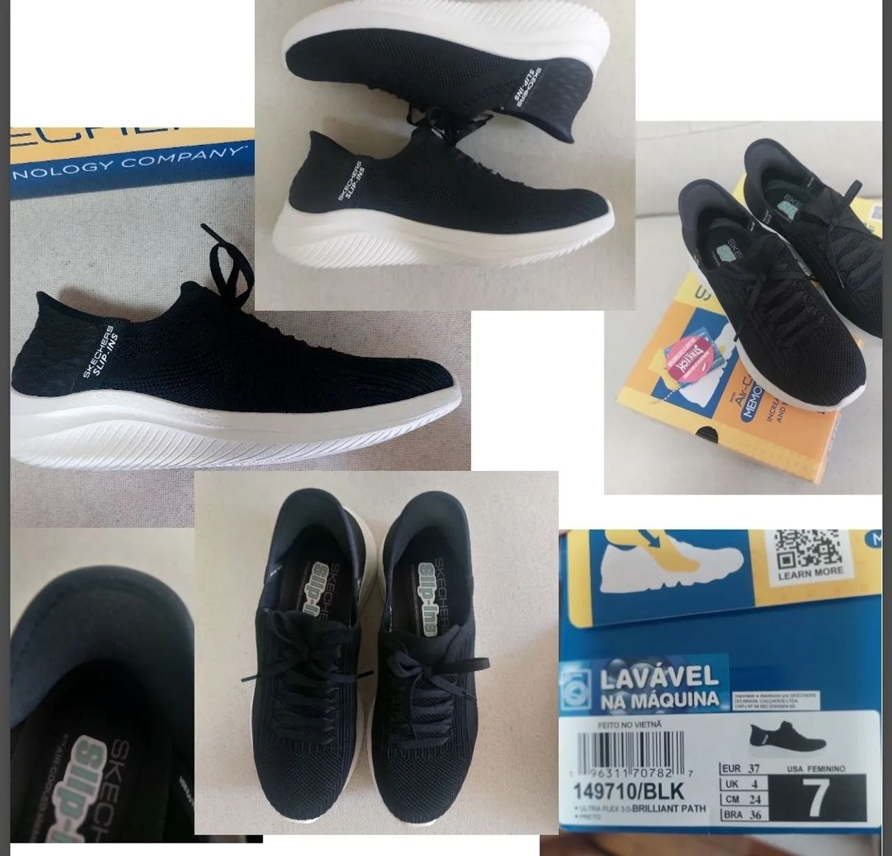 Tênis Skechers Slip-ins Preto e Branco - Foto 2
