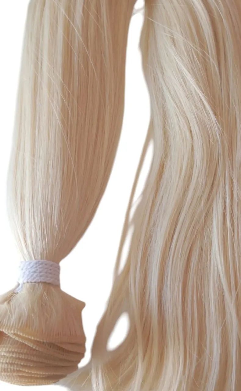 Cabelo fibra russa original 200gr 70cm loiro 613# na tela liso 