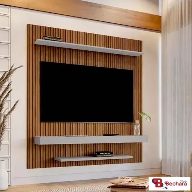 Painel Leme Impressão Ripada 3D/Off White Bechara - Entrega Rápida! 