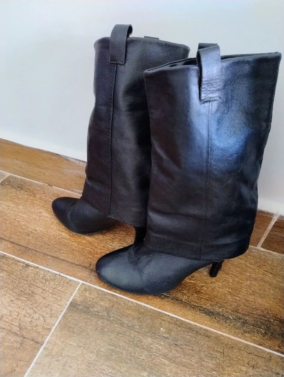 Bota femininas preta de couro Legítimo 38