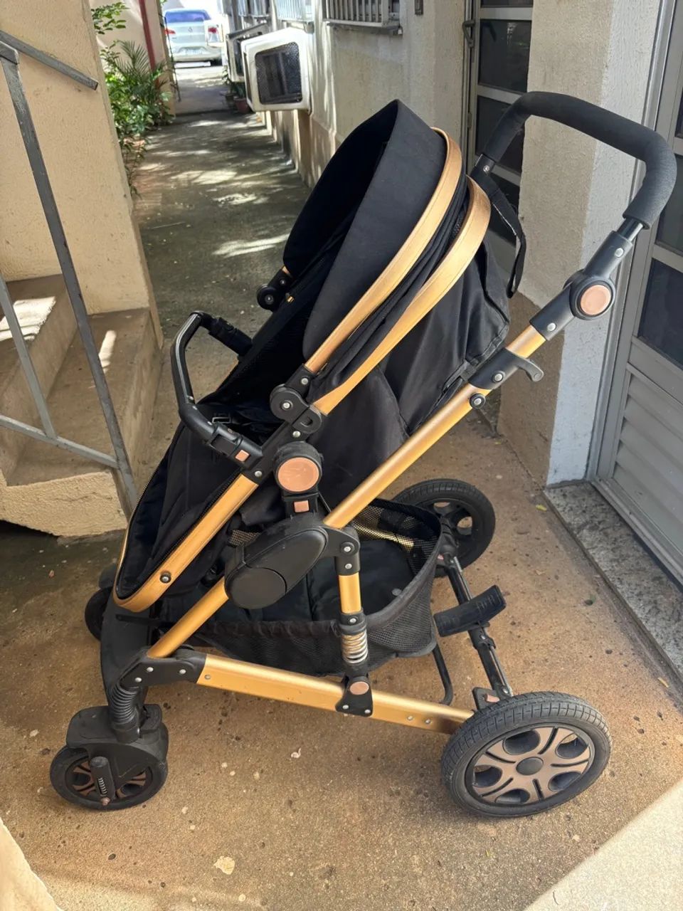 Carrinho de bebê com Moisés 