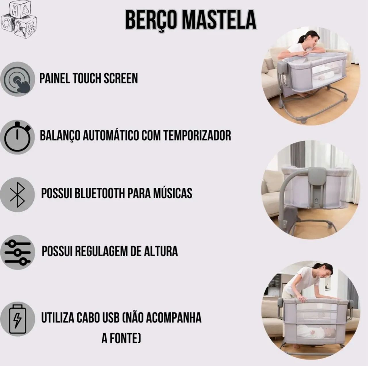 Berço para Bebê com Mosquiteiro Mastela - Foto 5