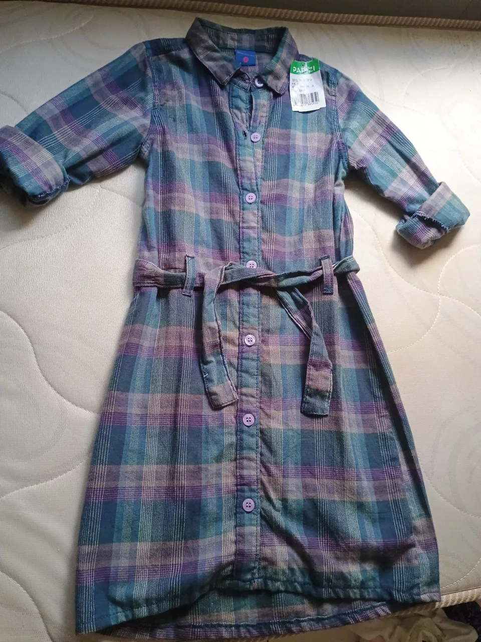 Vestido xadrez infantil com cinto