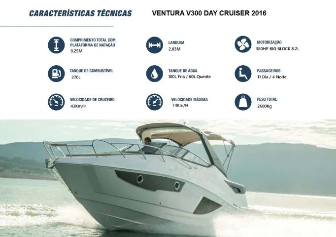 Lancha Ventura 30 Day Cruiser 2016 - Mercruiser 8.2L 380HP Big Block - COMPLETÍSSIMA! - Foto 2