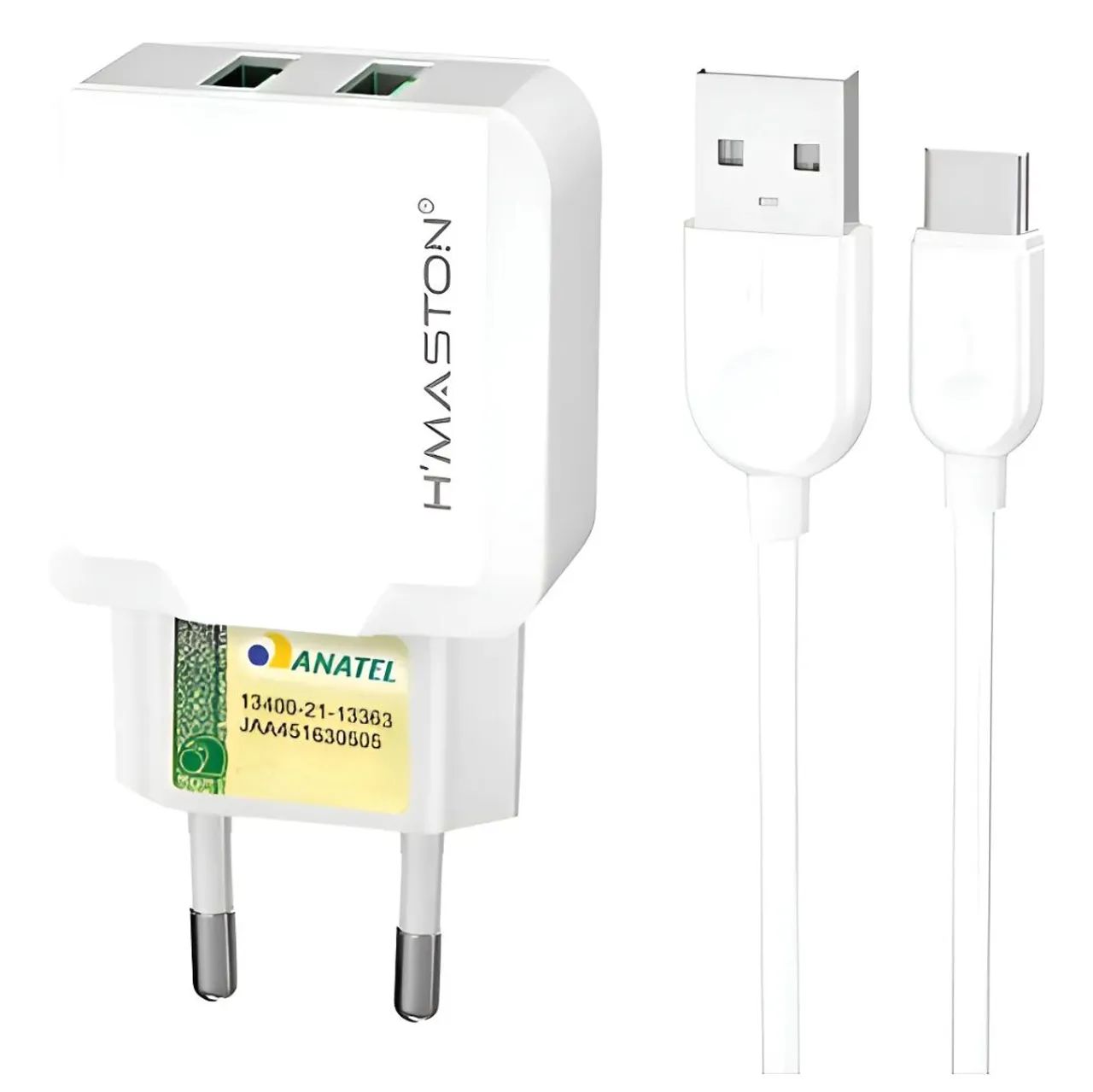 Carregador Turbo 2 Entradas Usb + Cabo Lightning Branco