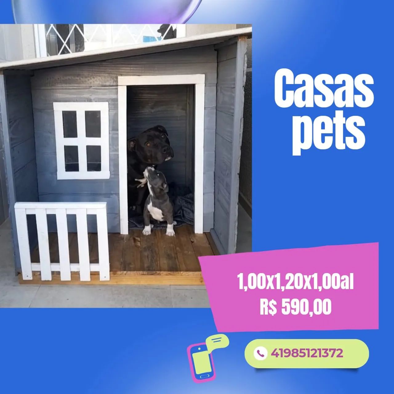 Casa para cães de madeira